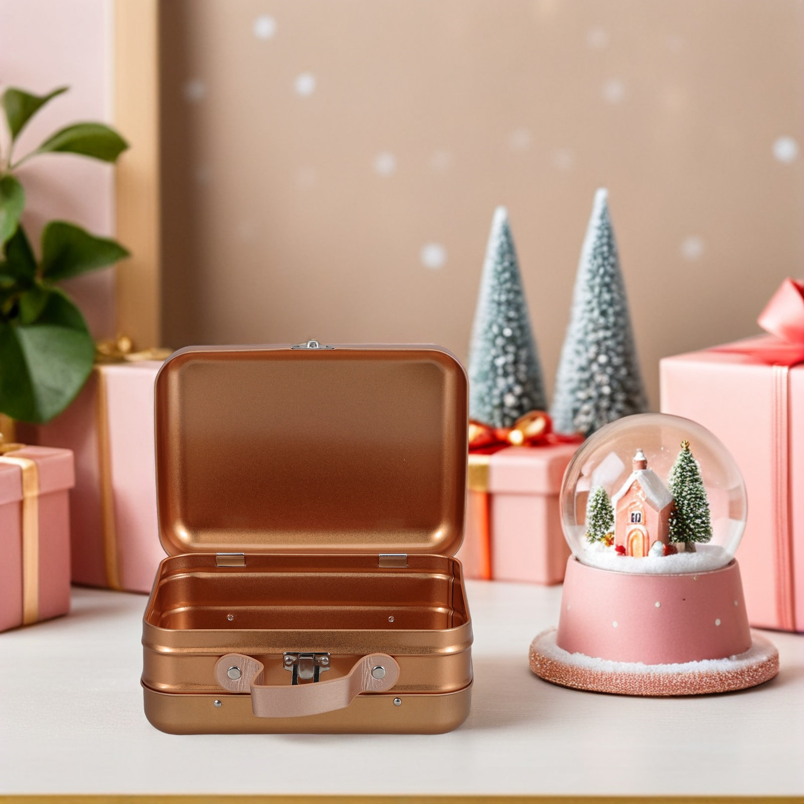 Tin Container Lid - Boîte de rangement décorative en métal